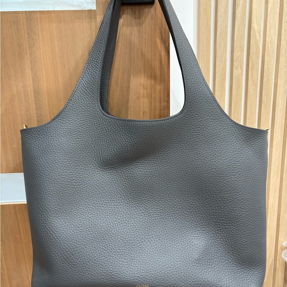 Cuyana Charcoal Leather Handbag